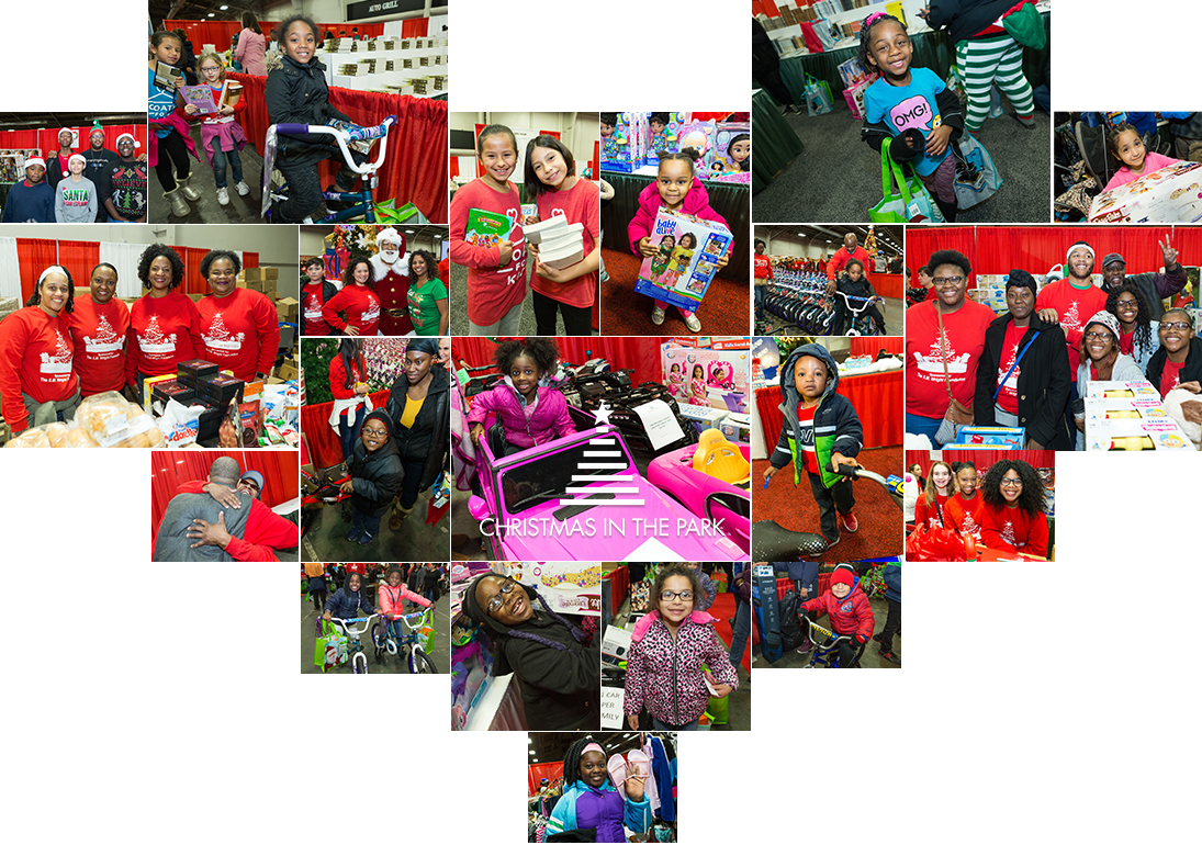 Heart collage of photos from Christmas In The Park event