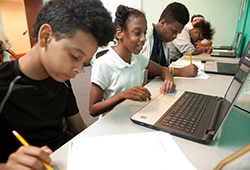 Group of kids studying